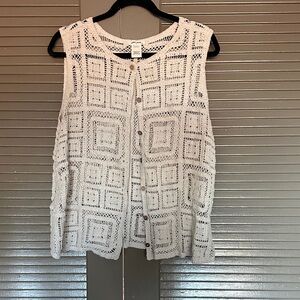 Ultra Pink Cream Crochet Button-Front Blouse